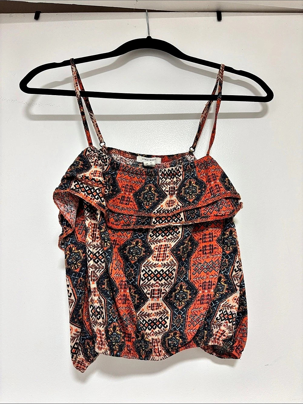 Streetwear Geometric Cami in Orange & Black Size XL Like New